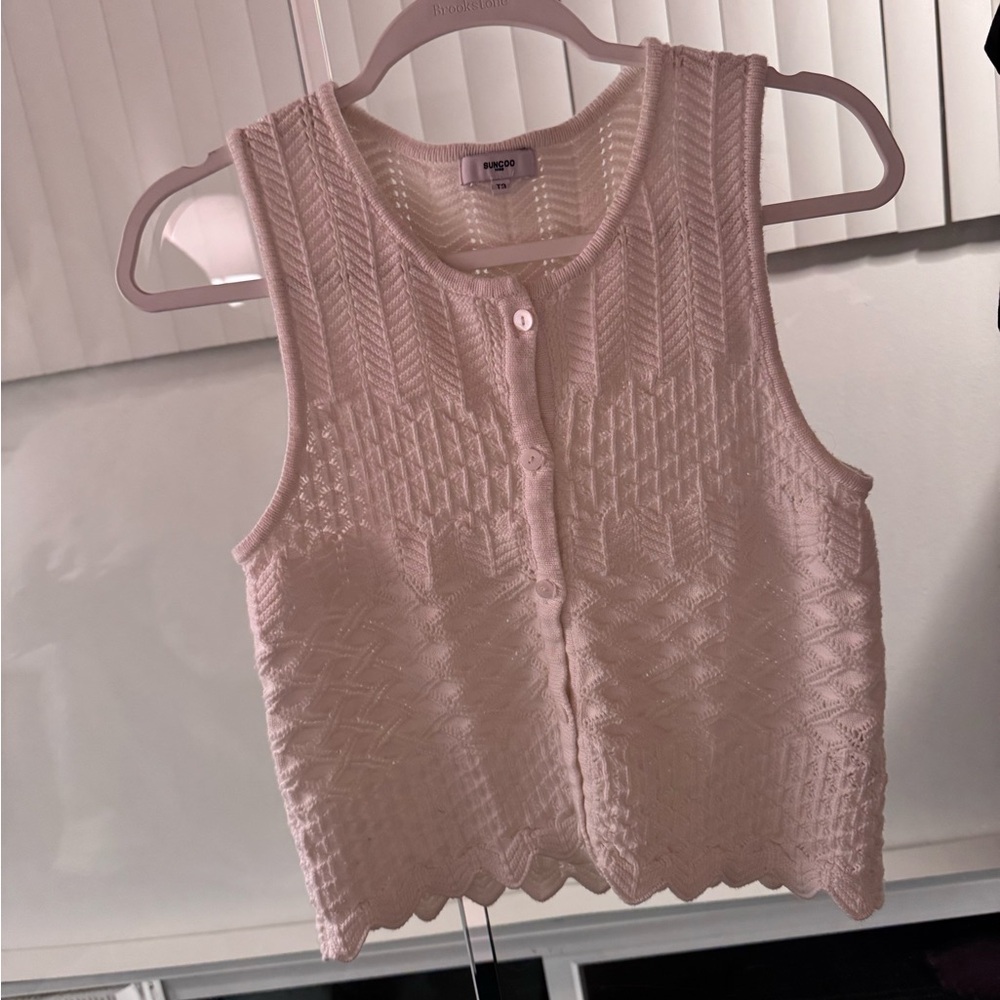 SUNCOO Paris white crotchet tank top